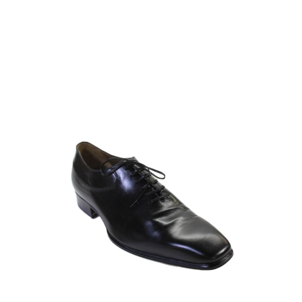 Tardini Mens Leather One Piece Slip On Lace Up Oxfords Black Size 9